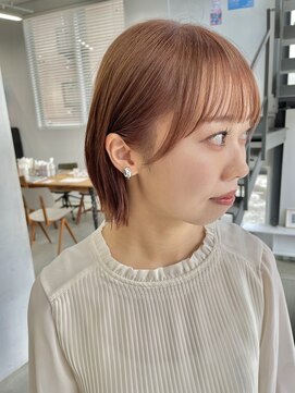 ヘアー アイス 御器所本店(HAIR ICI) 20代30代大人可愛いダブルカラーブリーチ外はねショートボブ
