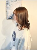 20代30代ミディアムブリーチなし透明感カラーブラウンベージュ