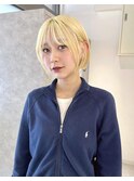 【rizu】ブロンド/金髪/ブリーチ/ボブ/切りっぱなしボブ