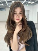 前髪なし 艶髪 ブリーチなしダブルカラー オリーブベージュ 20代