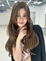 ヴェイン 渋谷(vain)&nbsp;前髪なし 艶髪 ブリーチなしダブルカラー オリーブベージュ 20代