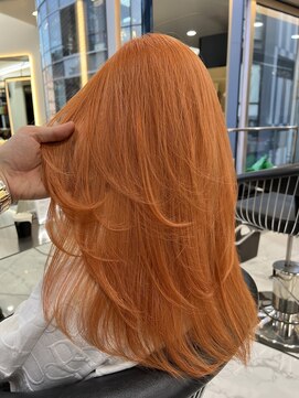 ラピス 渋谷本店(Lapis) オレンジカラー/レイヤーカット/髪質改善/派手髪/韓国風