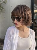 レイヤーボブ×ブラウンベージュ