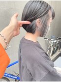 【堀惠洋平】インナーカラーイヤリングカラーブルーグレーボブ