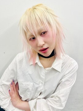 レコ 渋谷(LECO) ホワイト×ピンク×シャギーウルフ