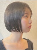ボブ ミルクティーベージュ 艶髪 髪質改善カラー ショート