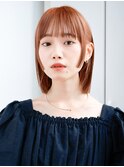 ◯フェイスレイヤーカットオレンジブラウンシンプルストレート