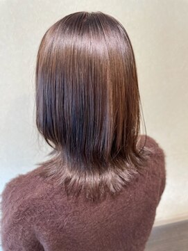 スーパーカット 元町店(SUPER CUT) 切りっぱなし レイヤーボブ ピンクベージュ質感再整 髪質改善