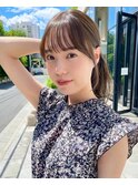 ナチュラル小顔前髪あり後れ毛サイドバング結べるボブくびれヘア