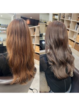 ベルム(Belme) Belme絹髪髪質改善カラーでアーモンドラテグレージュ