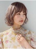 ミディアムパーマウルフパーマボブウルフ透明感カラー