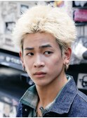 スパイキーショートメンズ短髪ブリーチカラーブロンドfifth原宿