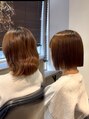 MY KEY HAIR 広島/髪質改善/縮毛矯正【2025年12月10日NEW OPEN(予定)】 クセの出るボブも縮毛矯正でツヤ感UP。扱いやすさが続きます