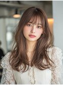 【静岡エリア】シースルーバングやわらかベージュロングレイヤー