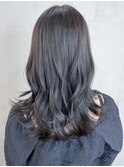 ミディアムヘアスタイル_グレージュカラーボブウルフ_ba419491