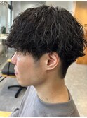 波巻きパーマメンズパーマメンズヘアツーブロックツイストパーマ