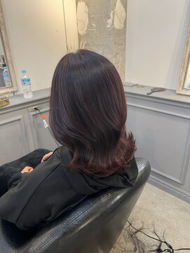 ラム(L'am) ワインレッド/暖色系/艶感/艶髪/暗髪