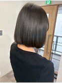 艶カラーオリーブグレージュ＊ミディアムボブ透明感カラー