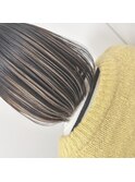 ハイライト/ホワイトベージュ/肩上ボブ/刈り上げボブ