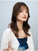 シースルーバング顔周りレイヤーカット愛されフェミニンロング