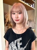 ブリーチ2回以上必須ペールピンクベージュフェイスレイヤーボブ