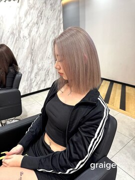 ラピス 大阪アメ村店(Lapis) 人気色グレージュ！ハイトーンボブが可愛い！