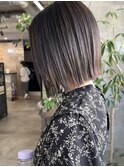 切りっぱなしボブ/外はね/オリーブグレージュ/髪質改善