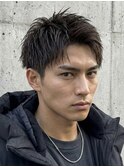 メンズショートスパイキーショートアップバングからー