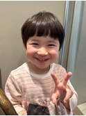 小顔前髪オン眉似合わせカット顔まわりマッシュボブキッズカット