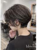 【bloom】丸みのあるコンサバショート☆透け感グレージュ
