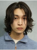 原宿メンズボブメンズミディアムセンターパートニュアンスパーマ