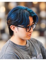 OWN Men's salon【オウン】 センターパート×ダブルカラーミッドナイトオーシャンブルー