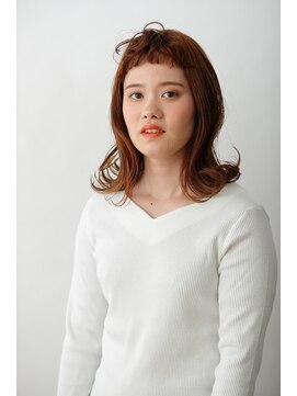 オーガニック アトリエ 大宮(organic+atelier) 外ハネ×短めバング×オレンジハイライト×大宮