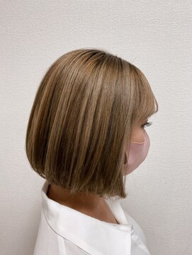 フフ 味鋺店(FuFu) 【FuFu】大人美人丸みボブ×ハイライト×ミルクティーベージュ