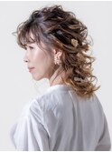 アレンジヘアセット＋フルメイク　ツヤ肌　編みおろし　結婚式
