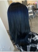 ブルーブラック/韓国ヘアー/10代20代/くびれスタイル/藤本
