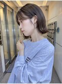 小顔大人ボブ暗めカラーミディアムデザインカラー