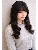 テラ(terra)&nbsp;艶髪暗髪カラー　清楚系ロングの耳掛けレイヤーウェーブ