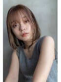 大人かわいい前髪セシルカットココアブラウンフリンジウェーブ