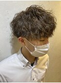 メンズアッシュカラー/ツイストスパイラルパーマ/大人メンズヘア