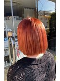 大人可愛い小顔コンパクトショートボブオレンジブラウン
