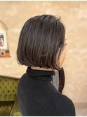 黒髪ボブ ぱっつんボブ ぱつっと ニュアンスボブ 地毛風アッシュ