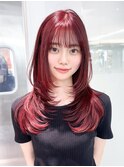 ロング美髪韓国ヘア顔周りレイヤーおくれ毛_F0299