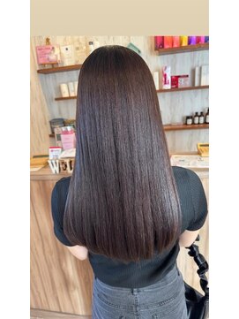 ココアブラウンカラー似合わせカットセミロング