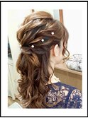 ルーズハーフアップ 結婚式アップ　2次会ハーフアップ