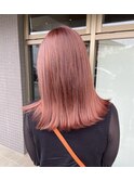 外ハネ ボブ ピンク ベージュ グレージュ