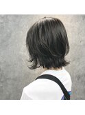 切りっぱなし/ミディアム/レイヤー/グレージュ/