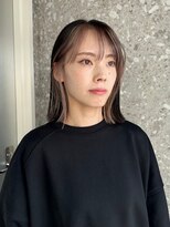 イヤリングカラー前髪インナーカラーピンクベージュバングカラー