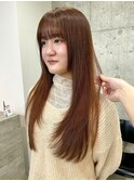 ブリーチなしダブルカラー オレンジブラウン 表参道