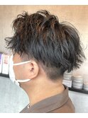 刈り上げショートマッシュ　フェザーショート　グレー　パンク